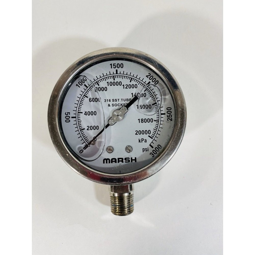 Marsh Pressure Gauge 3000 PSI Liquid Glycerin Filled PARTS ONLY Steampunk Art
